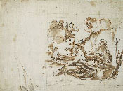 Neapolitan Artist, 18th century, The Penitent Magdalene, pen and wash
